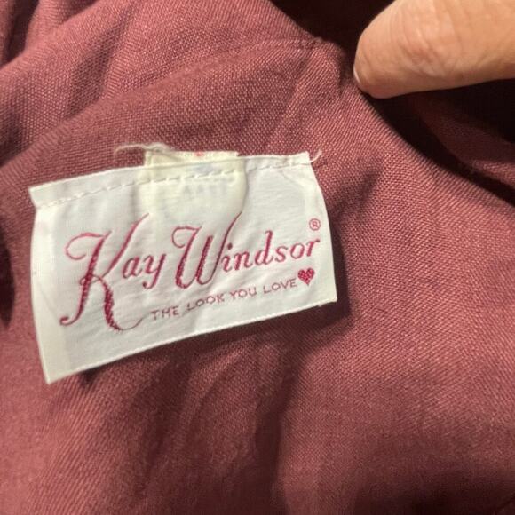 VTG Kay Windsor Belted Midi Dress Size 12 Union Made Collared Vintage - Picture 4 of 7